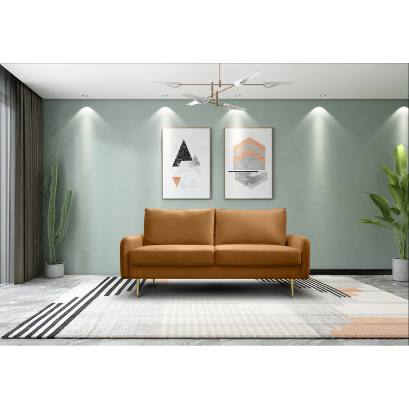 Siniard 70'' Upholstered Sofa, Ginger Velvet, 33.1" H X 70" W X 31.7" D