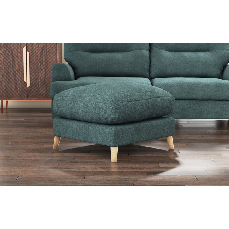 Alidge Wide Rectangle Footstool Ottoman, Teal
