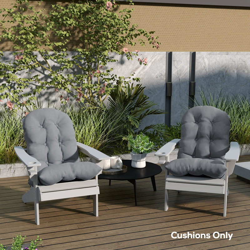 Adirondack Chair Cushions Set of 2, Tufted High Back Patio Non-Slip Cushions for Adirondack Chairs, Gray, Gray