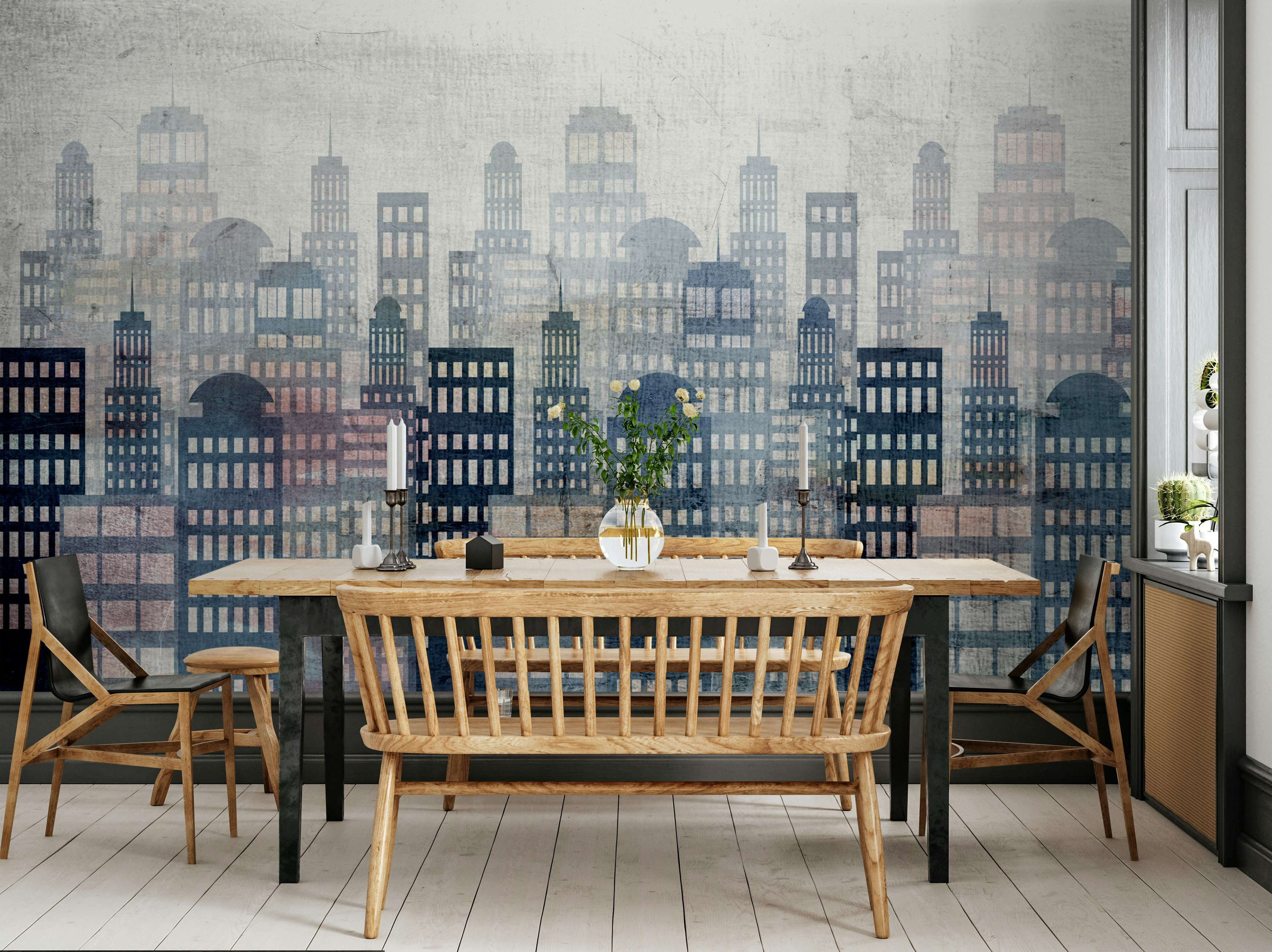Wildon Home® Sorley Modern Cityscape Skyscraper Paintable Wall Mural ...