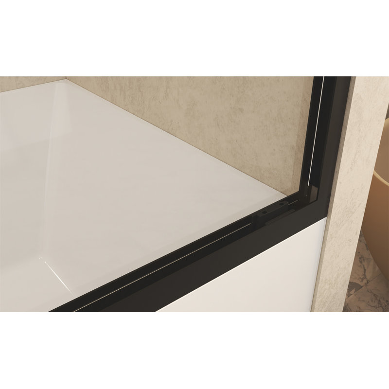 56-60" W ×60" H Tempered Glass With Explosion Proof Film, Aluminum Frame Double Sliding Shower Door, "1/4 (6 Mm), Stainless Steel Handle