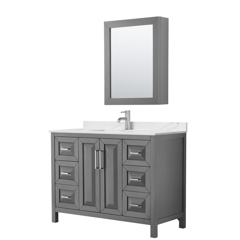 Daria 48'' W Vanity, Gray, Polished Chrome, Giotto Quartz