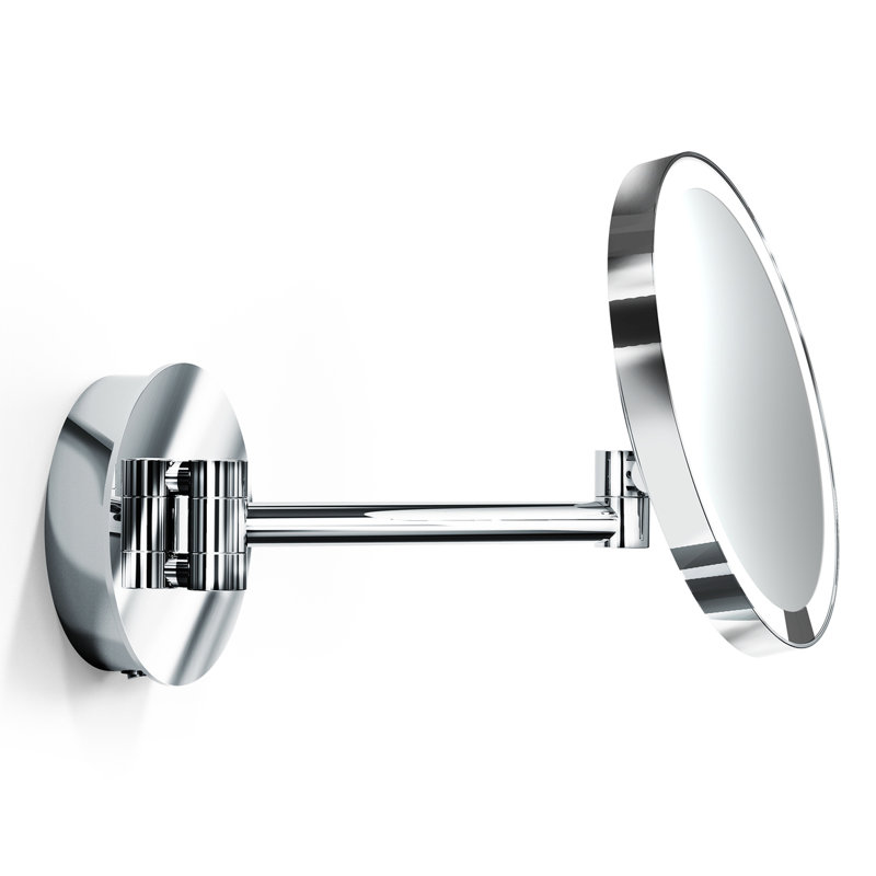 Spiegel Flat Metal Lighted Wall Mirror, Polished Chrome