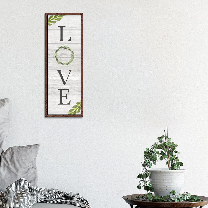 Love by Carol Robinson - Panoramic Print on Canvas, 30.48 cm H x 91.44 cm W, Classic Brown Wood Framed
