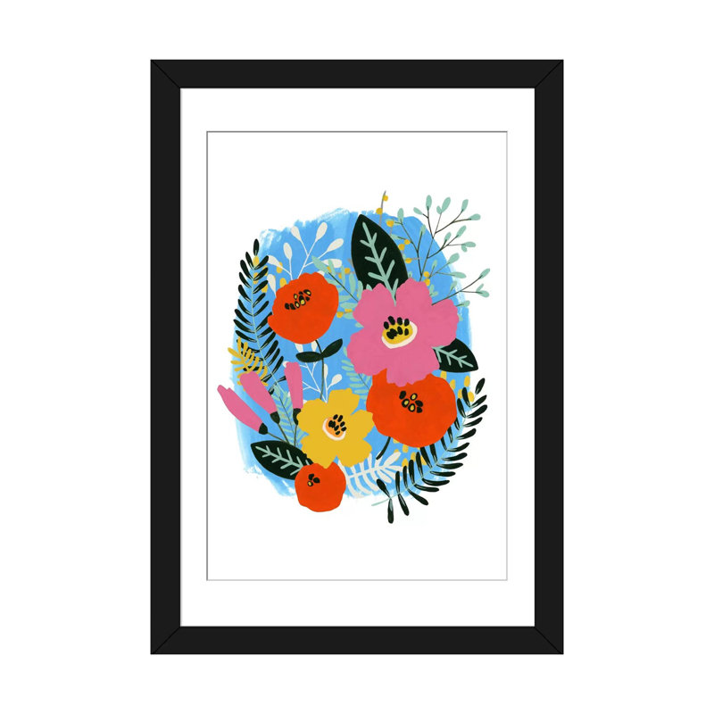 « bouquet brillante i », reproduction sur toile, H 32 po x l 24 po x P 1 po, Papier d'art encadré noir, Blanc