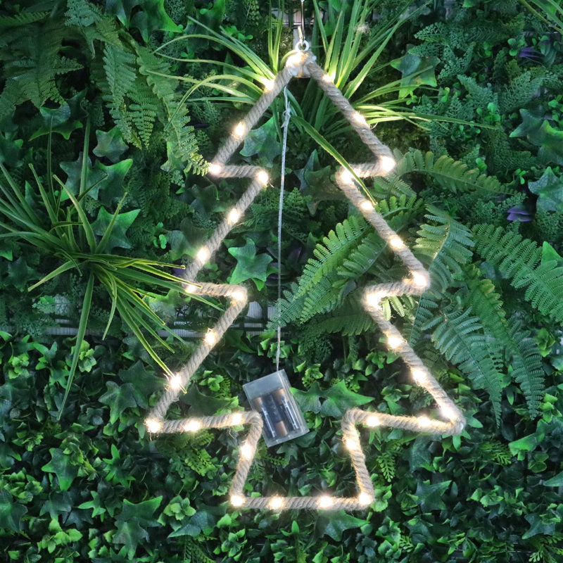 34 x 50cm Christmas Tree Silhouette LED Hemp Rope Light Decoration, Warm White, Battery Operated, for Indoor and Outdoor Display