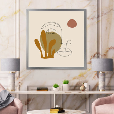 " One Line Art Portrait Of Woman In Terracotta Tones "