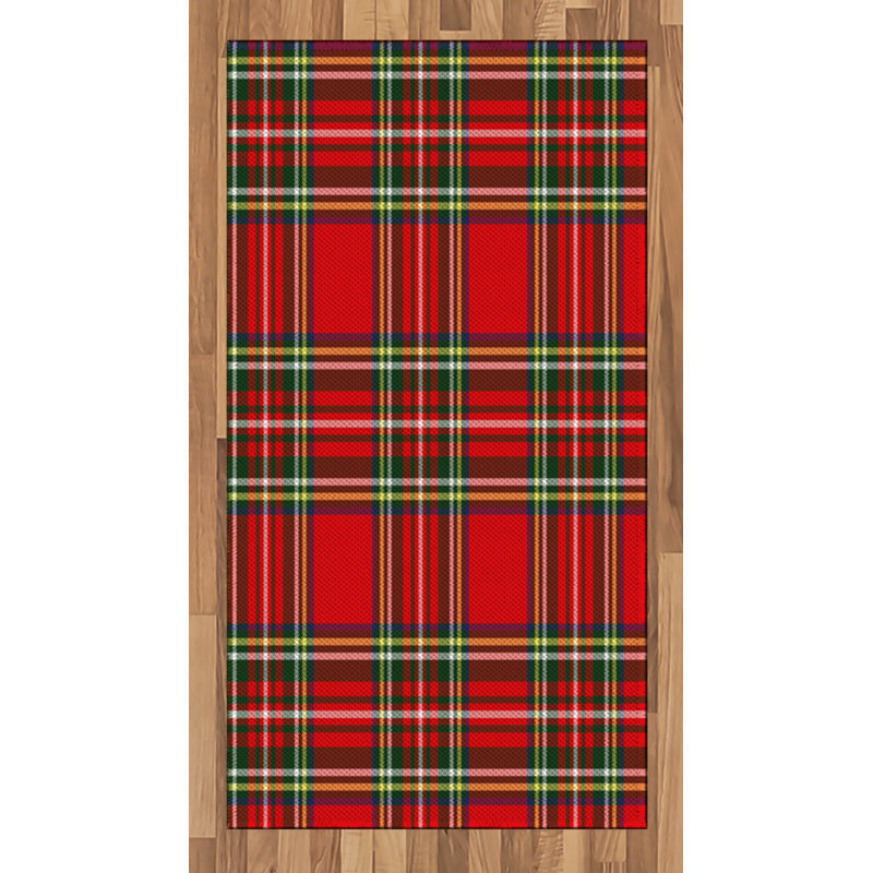 Plaid High Density Long Fiber Poly Threads Decorative Area Rug Carpet, Rectangle 2'7" x 5'