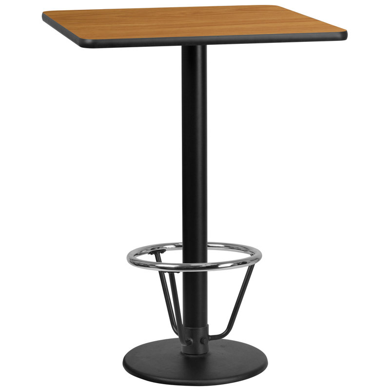 Plateau de table rectangulaire en stratifié avec base ronde et anneau de pied Basnight, Naturel