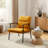 Fabric Upholstered Accent Armchair With Metal Frame And Wooden Armrests-119338415