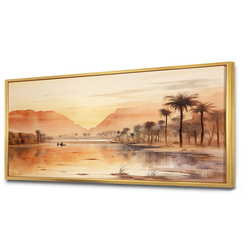 Ancienne rivière égyptienne, impression sur toile encadrée, H 28 po x l 60 po x P 1,5 po, Cadre flottant doré