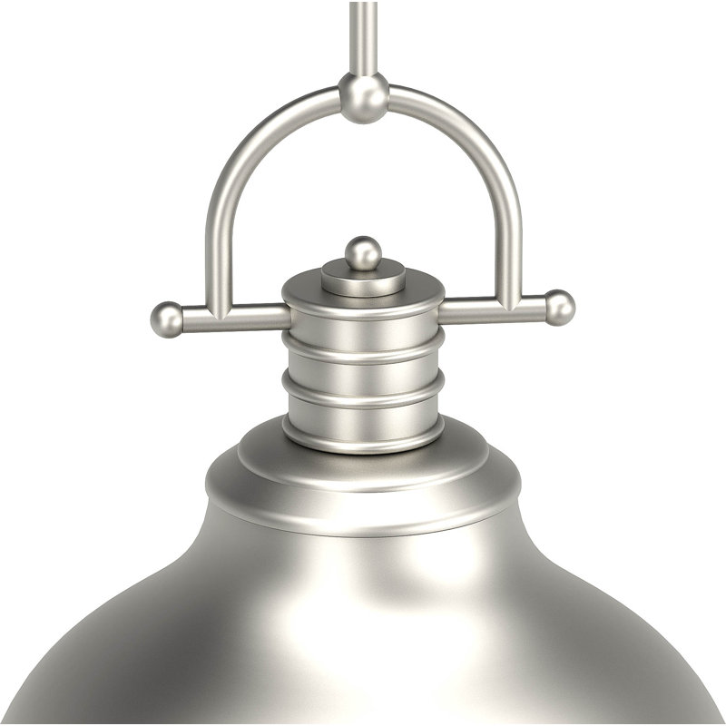 Atsuko 1-Light Integrated LED Indoor Brushed Nickel Downrod Pendant with Bell-Shaped Bowl, Brushed Nickel