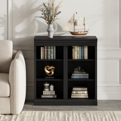 33"H × 32"W 3‑Tier Open Bookshelf with Adjustable Shelves, Modern Bookcase for Home Office, Living Room & Bedroom, Black