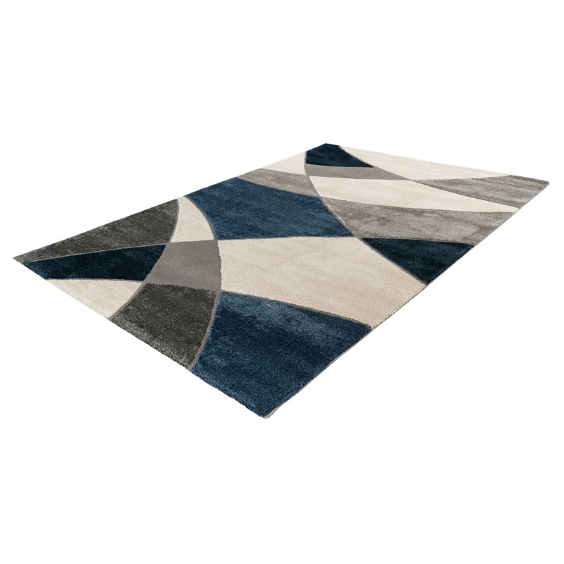 Frisco Geometric Area Rug, Rectangular 80 x 150cm, Blue