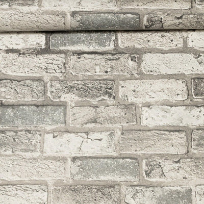 Wallpaper Grey Charcoal Textured Brick Modern Distressed 10.5M X 0.53M Effect Vinyl Full Roll