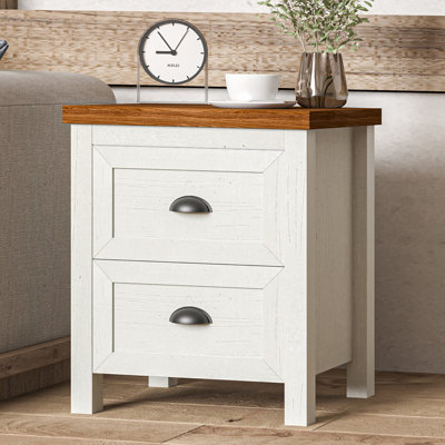 Ensemble de 2 tables de chevet de 3,6 po avec 2 tiroirs, table d'appoint blanche pour le salon et la chambre à coucher (ensemble de 2)