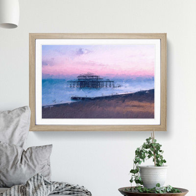 West Pier Brighton Beach in Abstract - Framed Print