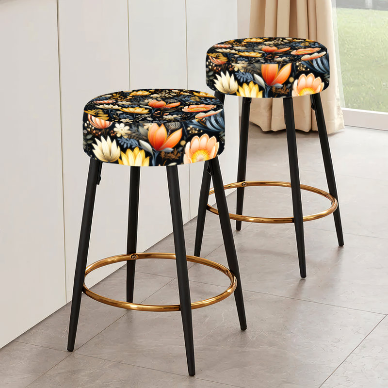 Tamay - Ensemble de 2 tabourets de bar à motif floral
