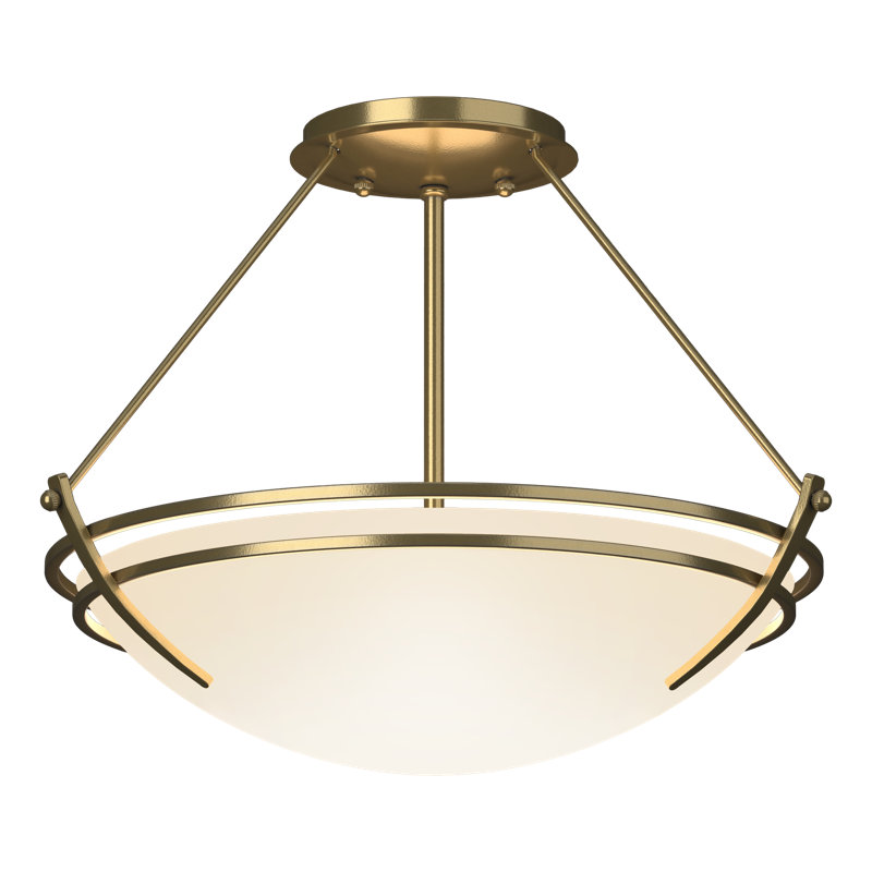 Tryne Semi Flush Mount, Modern Brass, 12.5" H x 16.4" W x 16.4" D, Opal