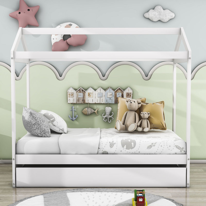 Lit simple en bois avec lit gigogne Brogdon