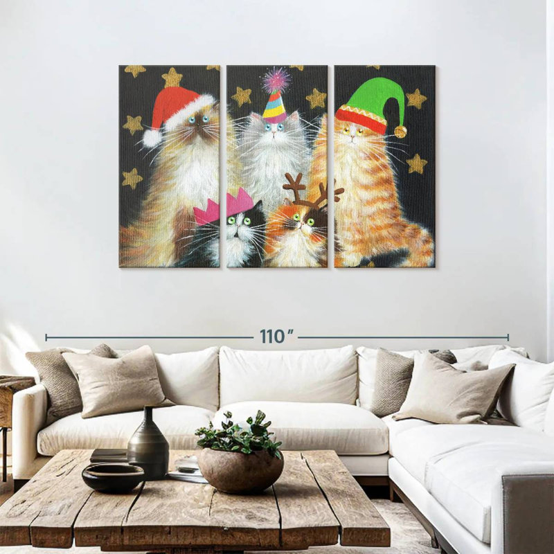 Brampt Christmas Cats, 48" H x 74" W