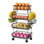 Chariot roulant à 4 niveaux, panier de fruits et légumes empilable avec roulettes et 2 paniers suspendus, support de panier en métal pour les collations de pain de légumes, noir