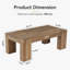 Grande table basse de 55 po en bois massif pour le salon, table de centre de ferme avec pieds robustes