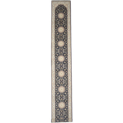 Oriental Hand Knotted Runner 2'8" x 18' Wool Area Rug in Blue