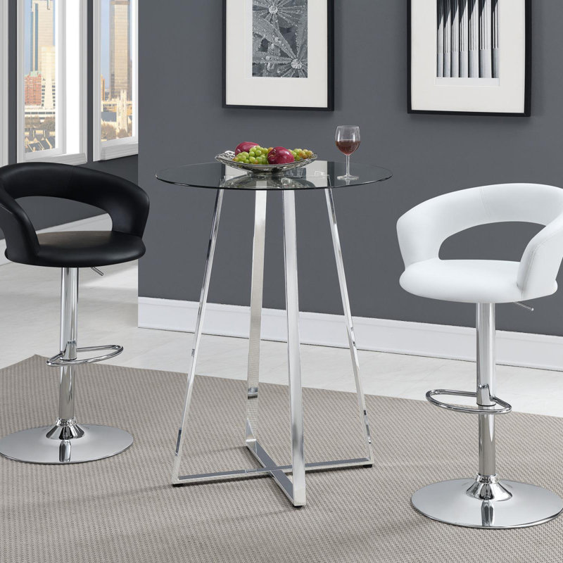 Jashanti Round Bar Table in Clear and Chrome