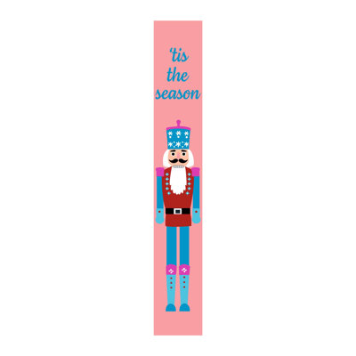 Pancarte de 47 po en bois massif bleu et rose Tis The Season Christmas