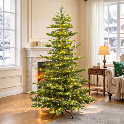 Slim Pre-Lit Real Touch Artificial Christmas Tree