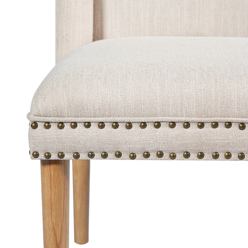 Ensemble de 2 chaises de salle à manger modernes, tissu beige, pieds en bois pour petite cuisine