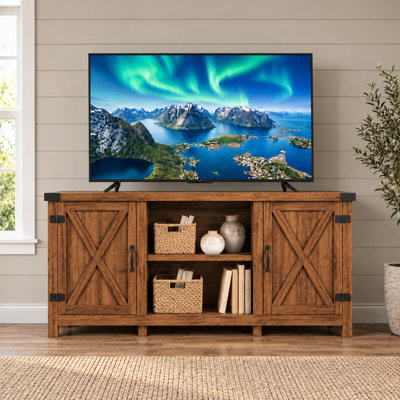Console multimédia de 58 po avec porte de grange pour téléviseur de 65 po ou moins Beinn