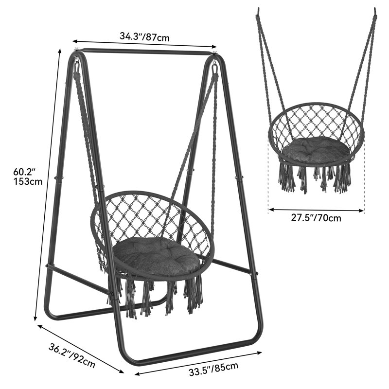 Hanging Chair with Stand, Grey 