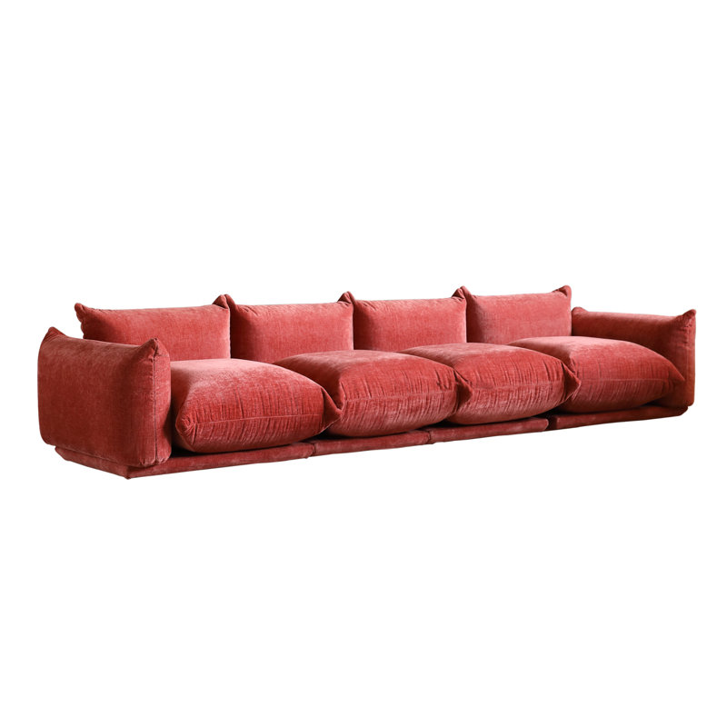 Canapé modulaire en tissu 4 places Minarik, Chenille orange