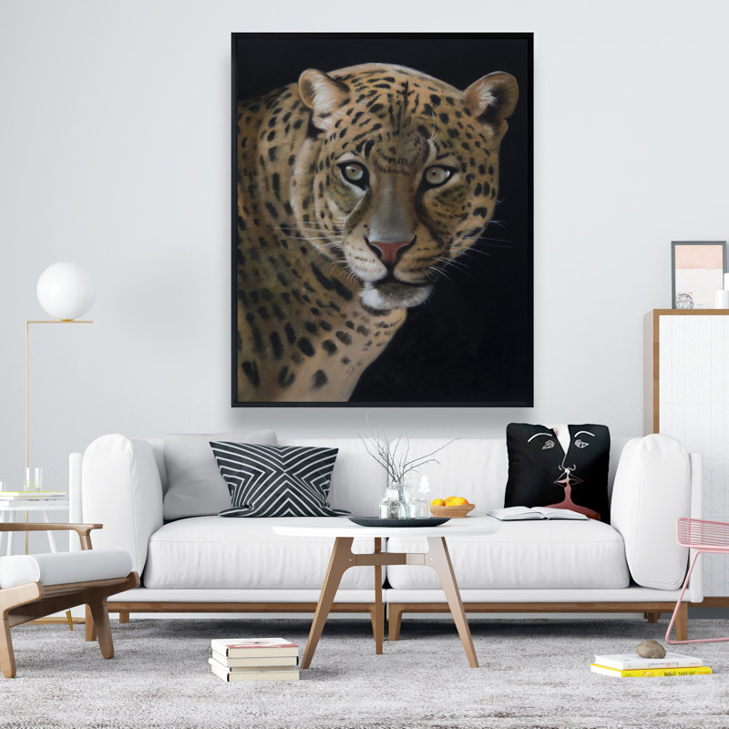 Realistic Fierce Leopard Canvas - Black Framed Home Decor