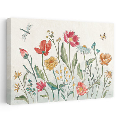 Boho Field I - Blue Bohemian Boho Butterflies Art