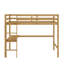 Lit mezzanine simple en bois d'hévéa avec barrière de sécurité, bureau intégré et échelle-190897269