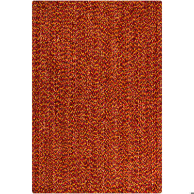 Tapis Glencourt fait main en coton à poils longs et abstrait rouille, tissé à la main