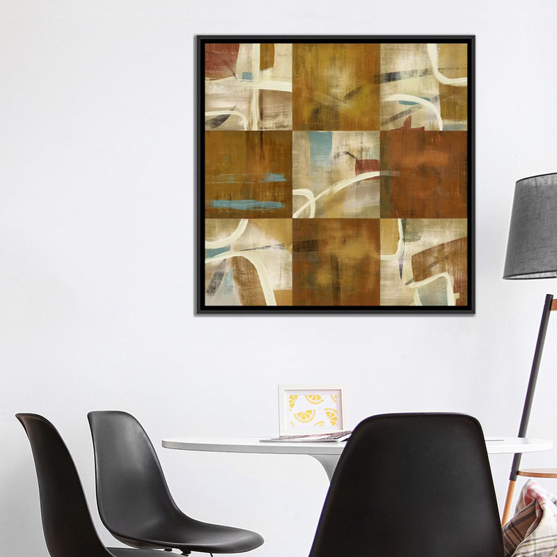 « abstraction », impression sur toile, H 26 po x l 26 po x P 1,5 po, Toile avec cadre noir, Pas de tapis