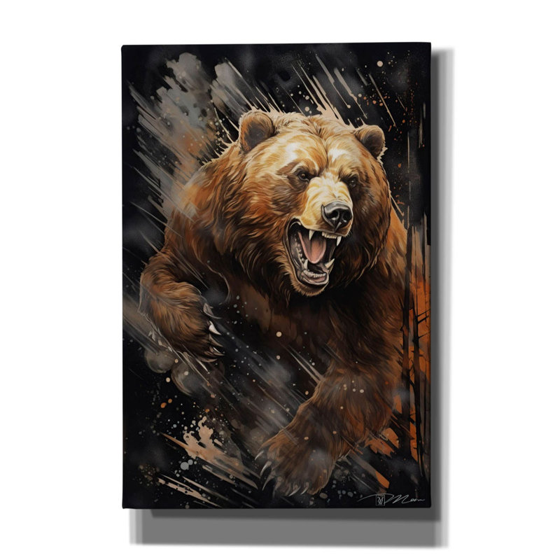 «Grizzly Bear» par Momart, art mural sur toile, H 18 po x l 12 po x P 0,75 po