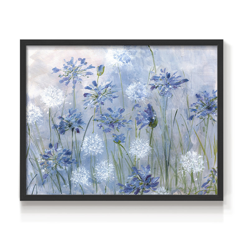 Dandelion and Agapanthus -Framed Print - Restickable, H 11 po x l 14 po, Noir, noir, noir, noir