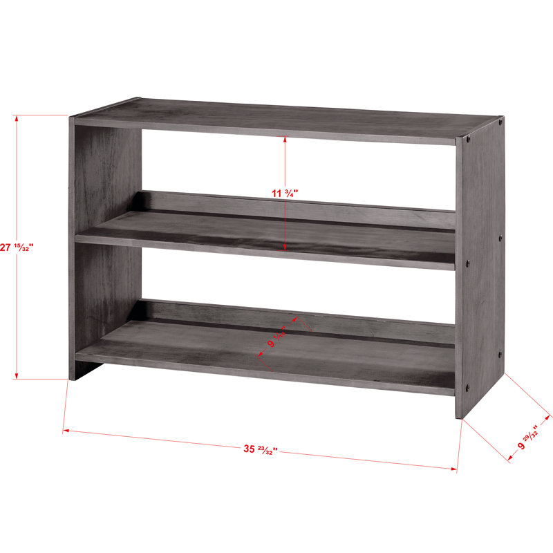Frey  Standard Bookcase, 26" H x 36" W x 10" D, Antique Gray