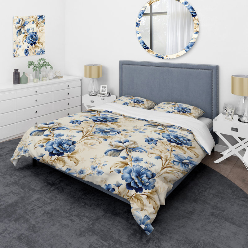 Ensemble de housse de couette Deella Halbach, Housse de couette simple + 1 taie décorative stan