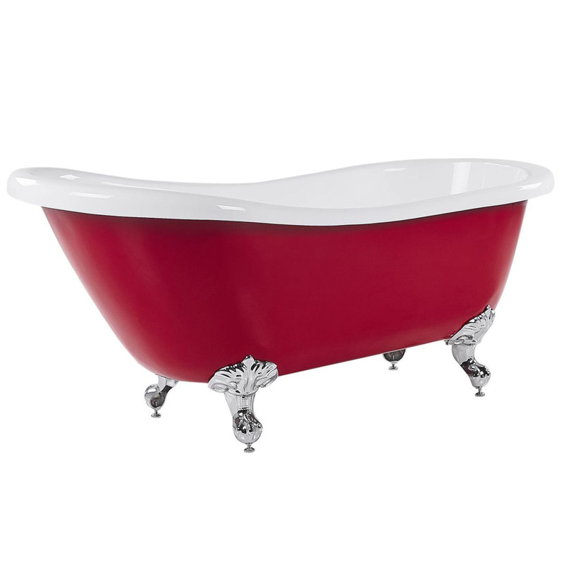 Holtzclaw x Soaking Acrylic Bathtub, Red/Silver, 78cm H x 170cm W x 80cm D