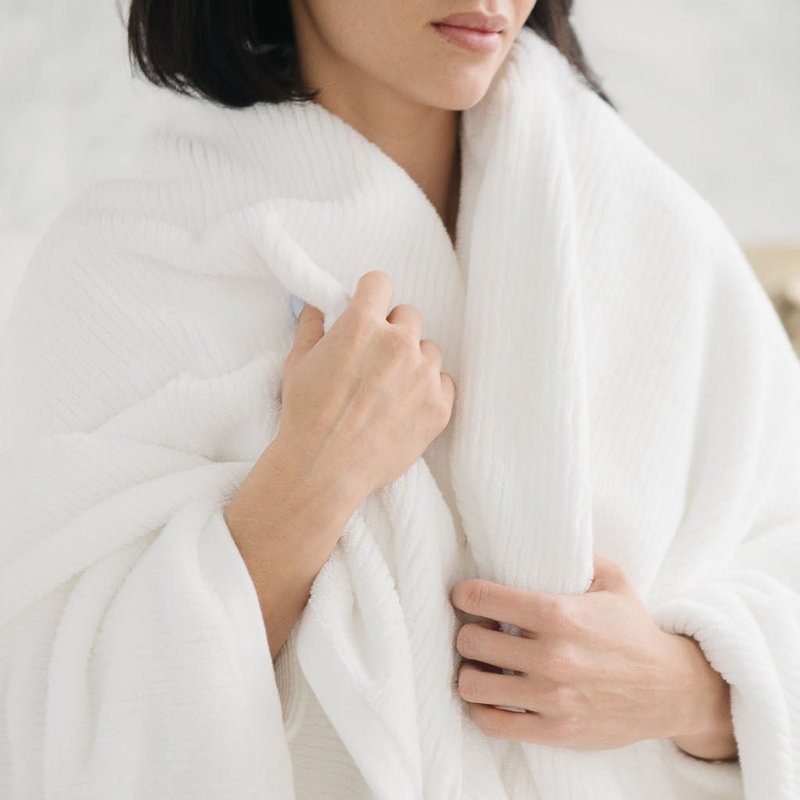 Ribbed Terry Bath Sheets, White