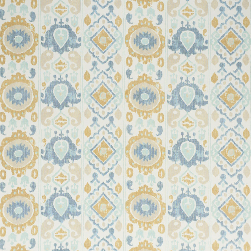 Elizia Ikat Fabric, Sky/Ochre