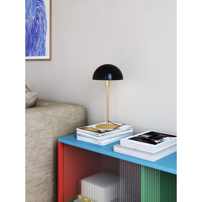 Metal Table Lamp, Brass Base/Black Shade
