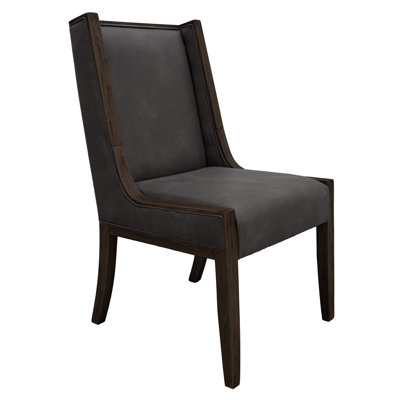 Ensemble de 2 chaises d'appoint de salle à manger Eray, bois massif, teck, similicuir noir
