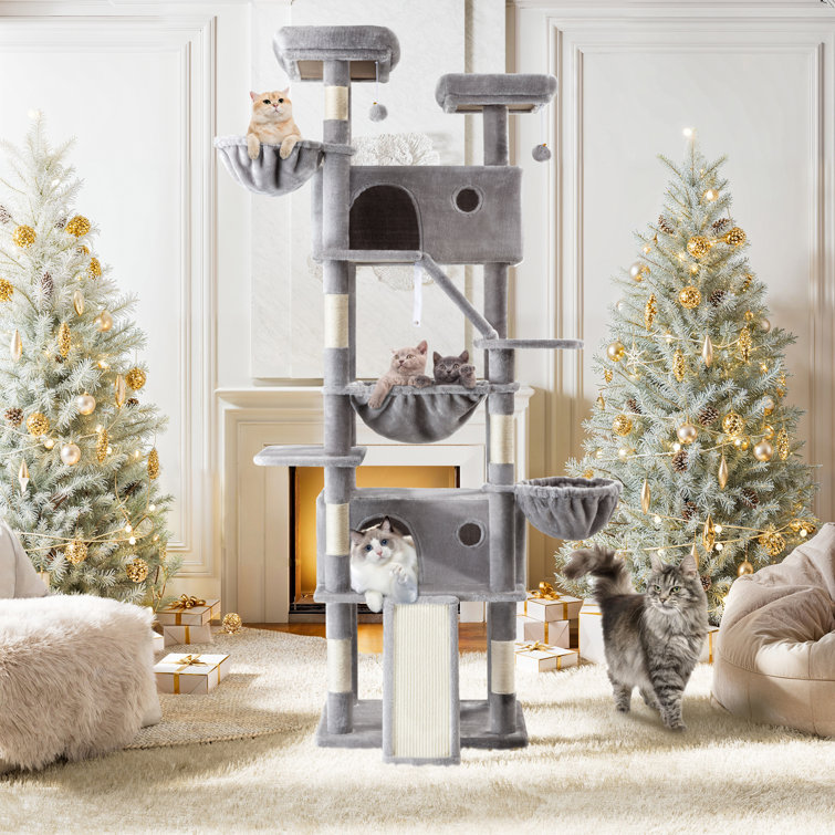 Large Cat Appropriate 81.1'' H Heavy Duty Carpet Cat Tree Condos and Scratching Posts Included